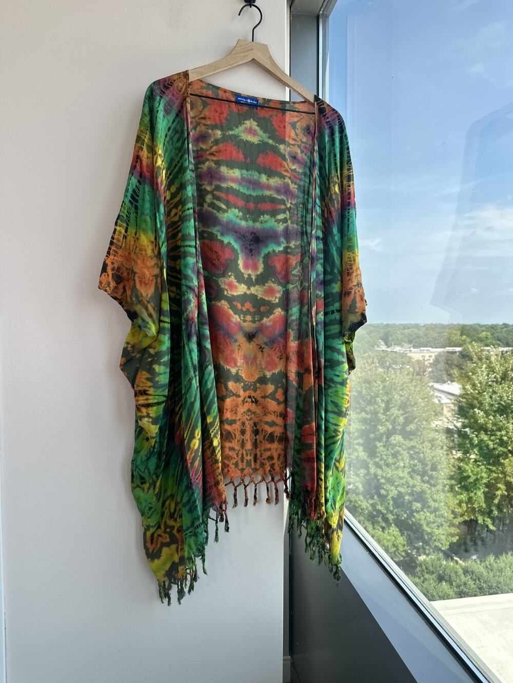 Mexicali Blues Vibrant Boho Hippie Tie Dye Kimondo Beach Swim Cover Up Festival